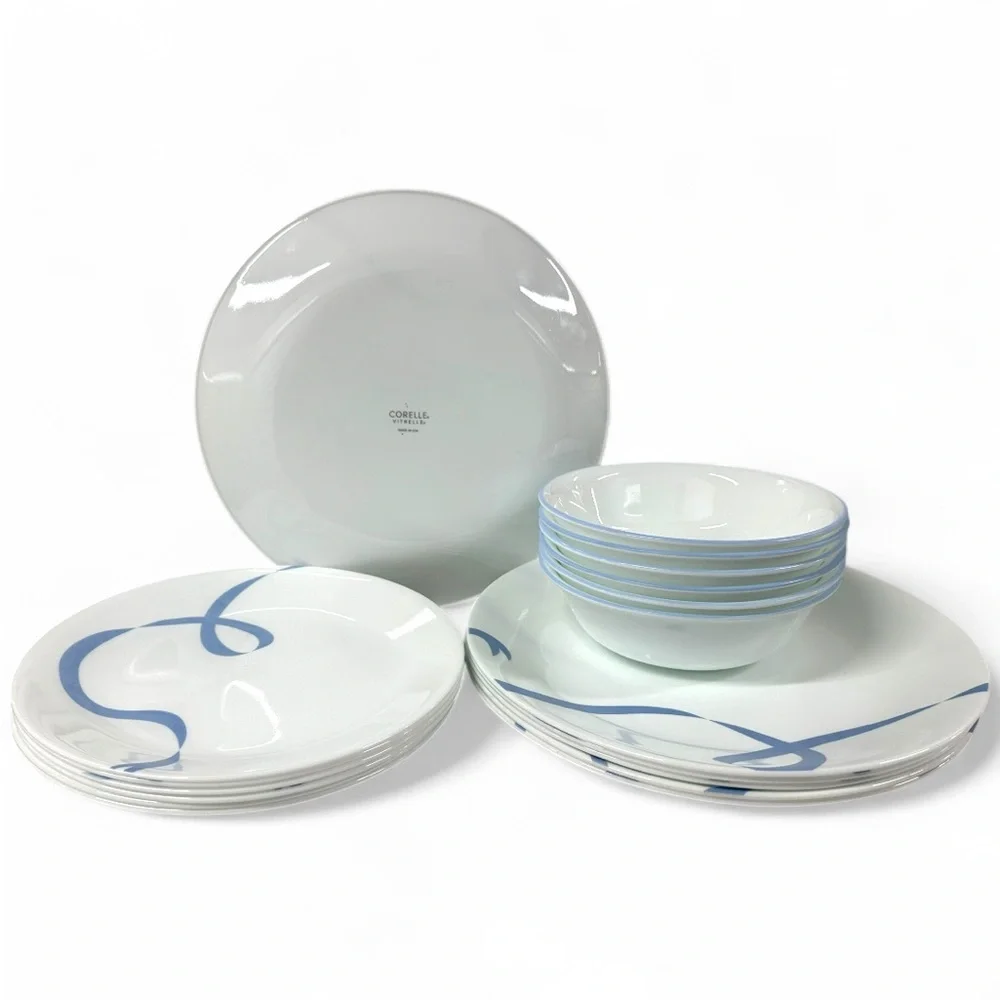 Corelle Blue Ribbon 18pc Set: 6 Plates 10.25